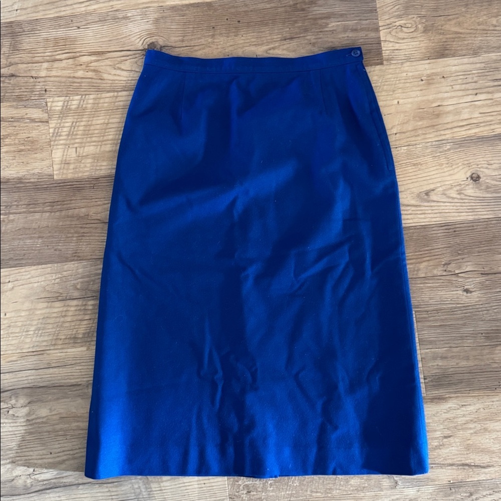Vintage Pendleton Wool Blue Midi Pencil Skirt Size 14 - Picture 9 of 11